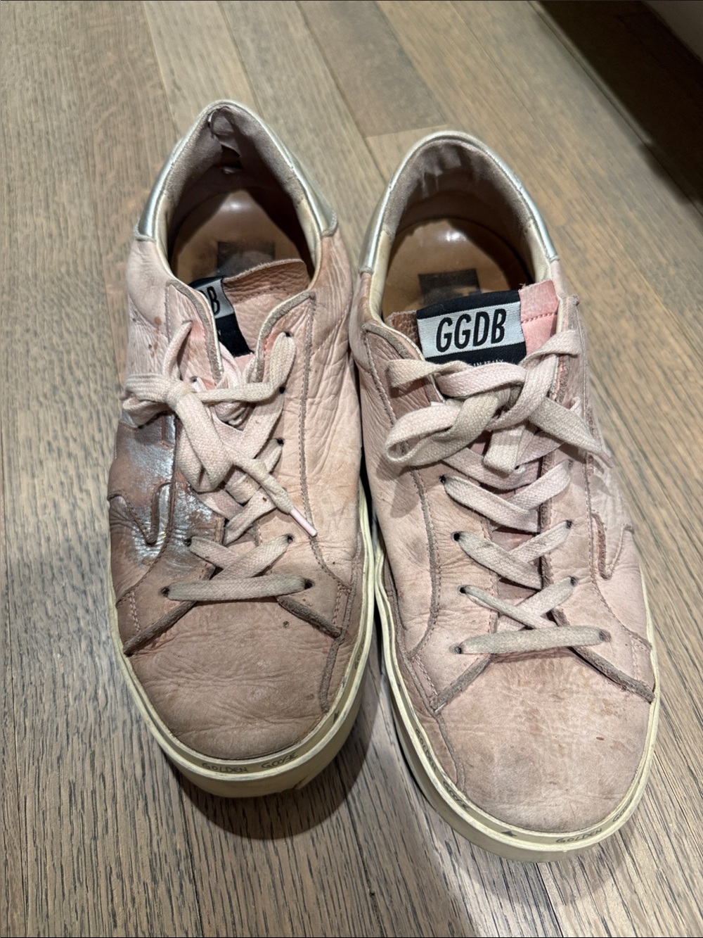Golden Goose blush pink leather Hi Star sneakers
